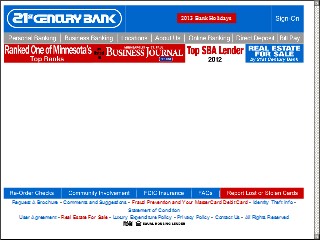 Web site www.21stcenturybank.com, 21st Century Bank