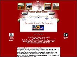 Web site www.bankwithpsb.com, Prairie Sun Bank