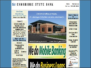 Web site www.cambridgestatebank.com, Cambridge State Bank