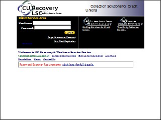 Web site www.curecovery.com, Credit Union Recovery Inc
