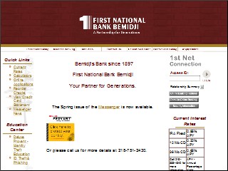 Web site www.fnbbemidji.com, First National Bank