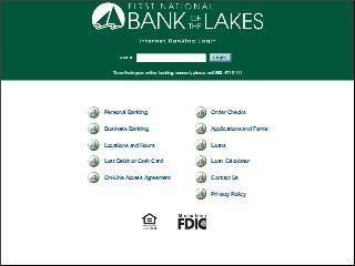 Web site www.fnblonline.com, Bank Of The Lakes