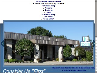 Web site www.fnbwadena.com, First National Bank