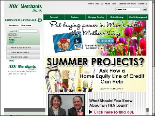 Web site www.merchantsbank.com, Merchants Bank