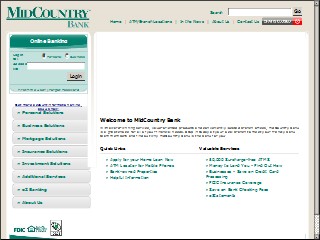 Web site www.midcountrybank.com, MidCountry Bank