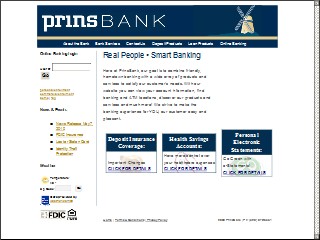 Web site www.prinsbank.com, Prins Bank