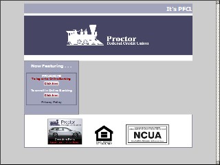 Web site www.proctorfcu.com, Proctor Federal Credit Union