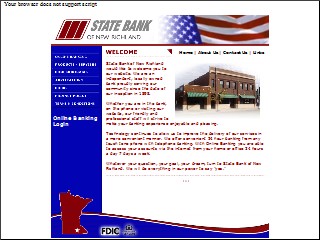 Web site www.sbnr.biz, New Richland State Bank