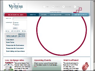 Web site www.venturebankonline.com, Venture Bank