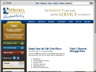 Web site www.winonanationalbank.com, Winona National Bank